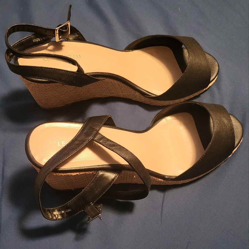 Black Wedge Sandals
